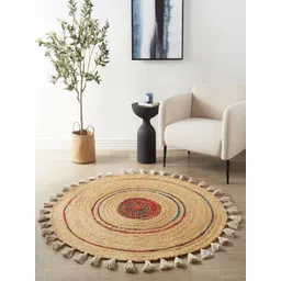THEGASBH Brown Abstract Handmade Hemp Carpet-picture-36