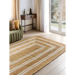 THEGASBH Brown Geometric Braided Contemporary Jute Carpet-picture-23