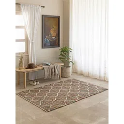 THEGASBH Brown Geometric Printed Hemp Traditional Carpet-picture-19