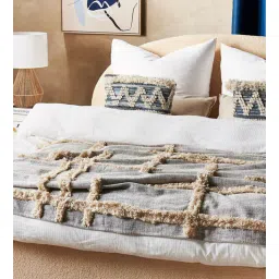 thegasbh Cream Cotton Hand Tufted 70X52 Inches Throw-picture-15