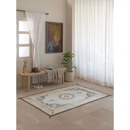 THEGASBH Cream Ethnic Motifs Printed Cotton Traditional Carpet-picture-32