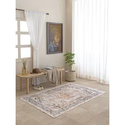 THEGASBH Cream Geometric Printed Cotton Carpet-picture-19