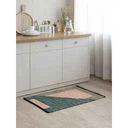 THEGASBH Green & Peach-Colored Self-Design Cotton Doormat-picture-26