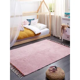 THEGASBH Pink Solid Hand-Tufted Cotton Carpet-picture-27
