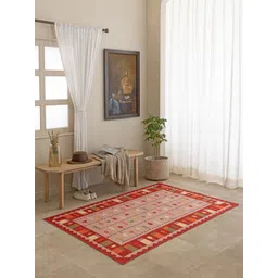 THEGASBH Red & Beige Geometric Printed Traditional Cotton Carpet-picture-29