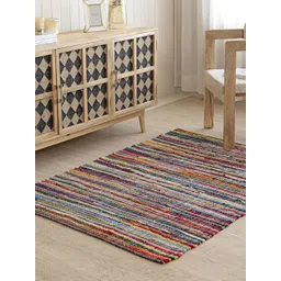 THEGASBH Red Striped Cotton Traditional Carpet-picture-22