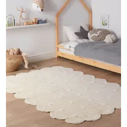 thegasbh White Abstract Cotton 5 Ft X 3 Ft Hand Tufted Dhurrie-picture-32