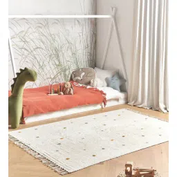 thegasbh White Abstract Cotton 8 Ft X 5 Ft Hand Tufted Dhurrie-picture-33