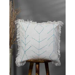 THEGASBH White & Blue Geometric Cotton Square Cushion Cover-picture-14