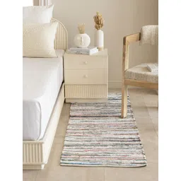 THEGASBH White & Grey Printed Anti Skid Bed Side Runner-picture-31