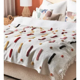 thegasbh White Cotton Hand Tufted 70X52 Inches Throw-picture-14