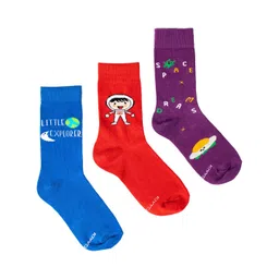 Thela Gaadi Kids Pack Of 3 Patterned Calf Length Socks-picture-44