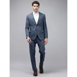 Theme Slim Fit Self Design Textured Single-Breasted 2 Piece Formal Suit-picture-19