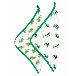Theoni 100% Organic Cotton Muslin Wash Cloths Panda Print Pack of 2 - Green-picture-10