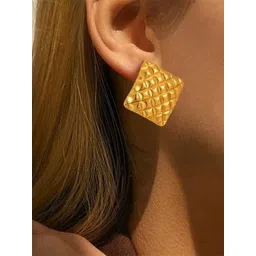 THEPANDASTOREE 18K Gold-Plated Embossed Diamond Shaped Waterproof & Hypoallergenic Studs-picture-34
