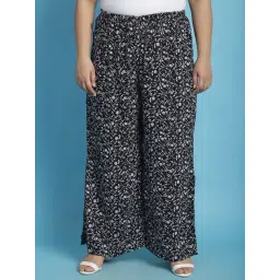 theRebelinme Black Floral Print High Rise Regular Fit Palazzos-picture-10