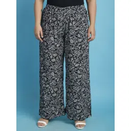 theRebelinme Black Floral Print High Rise Regular Fit Palazzos-picture-14