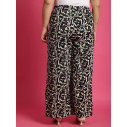 theRebelinme Black Floral Print High Rise Regular Fit Palazzos image 2