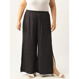 theRebelinme Black Polka Dot High Rise Regular Fit Palazzos-picture-12