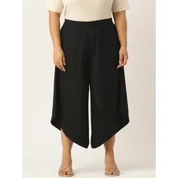 theRebelinme Black Relaxed Fit High Rise Plus Size Culottes-picture-31