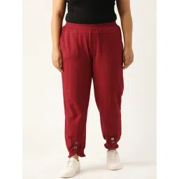 theRebelinme Maroon Fleece Solid Casual Trousers-picture-21