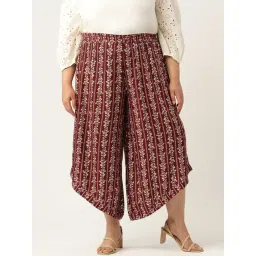 theRebelinme Maroon Floral Print Relaxed Fit High Rise Plus Size Culottes-picture-23