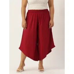 theRebelinme Maroon Relaxed Fit High Rise Plus Size Culottes-picture-16