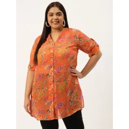 theRebelinme Orange & Green Floral Print Shirt-picture-17