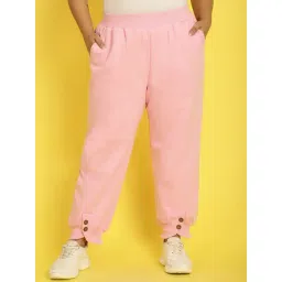theRebelinme Pink Fleece Solid Casual Trousers-picture-15