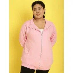 theRebelinme Pink Fleece Solid Full Sleeves Sweatshirts-picture-16