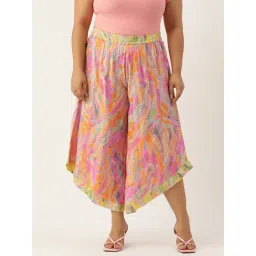 theRebelinme Pink Printed Relaxed Fit High Rise Plus Size Culottes-picture-29