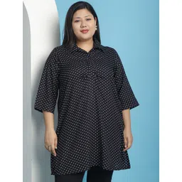 theRebelinme Plus Size Geometric Print Shirt Style Gathered Or Pleated Longline Top-picture-29