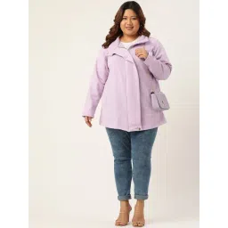 theRebelinme Plus Size Lavender Fleece Relaxed Fit Tailored Jacket image 4