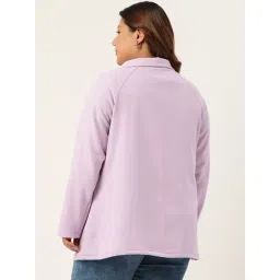 theRebelinme Plus Size Lavender Fleece Relaxed Fit Tailored Jacket image 2