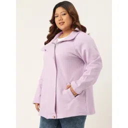 theRebelinme Plus Size Lavender Fleece Relaxed Fit Tailored Jacket image 3