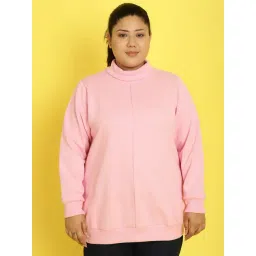 theRebelinme Plus Size Pink Fleece Relaxed Fit Sweatshirt-picture-37