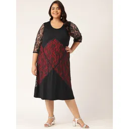 theRebelinme Plus Size Red Floral A-Line Midi Dress-picture-26