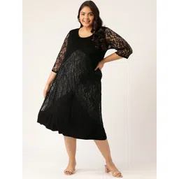 theRebelinme Plus Size Women Black A-Line Midi Dress-picture-35
