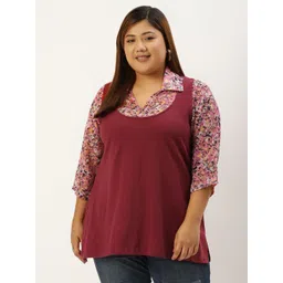 theRebelinme Plus Size Women Maroon Solid Top-picture-30