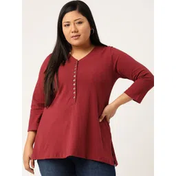 theRebelinme Plus Size Women Maroon V-Neck T-shirt-picture-32