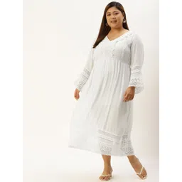theRebelinme Plus Size Women White Solid Lace Detail Dress-picture-32
