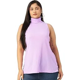 therebelinme Plus Size Women's 5085BCLilac Solid Color Cotton Knitted Ribbed Top-picture-29
