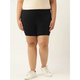theRebelinme Plus Size Women's Black High-Rise Yoga Shorts-picture-10