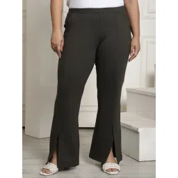 theRebelinme Plus Size Women's Green Cotton Solid Trouser-picture-29