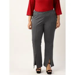 theRebelinme Plus Size Women's Grey Cotton Solid Trouser-picture-15