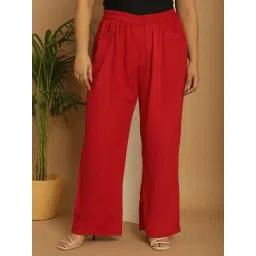 therebelinme The Rebelinme Maroon 100% Rayon Solid Relaxed Fit Casualtrousers-picture-46