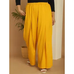 therebelinme The Rebelinme Yellow 100% Rayon Solid Relaxed Fit Casualtrousers-picture-45