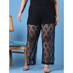 theRebelinme Women Floral Embroidered Regular Fit High-Rise Regular Trousers-picture-11