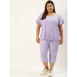 theRebelinme Women Plus Size Lavender Ribbed Top & Capri Set-picture-12