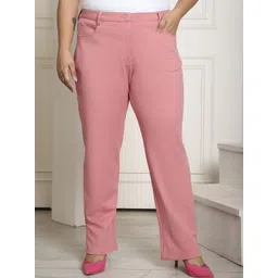 theRebelinme Women Plus Size Relaxed Straight Fit High-Rise Easy Wash Formal Trousers-picture-15